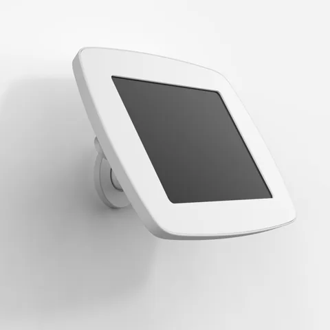 Bouncepad Original Wallmount in white, a tablet enclosure fixed flat against a wall