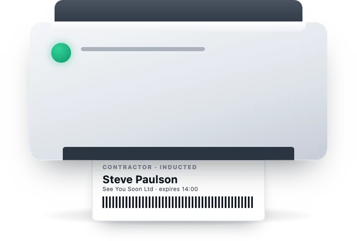 A wide-format label printer with a contractor pass emerging